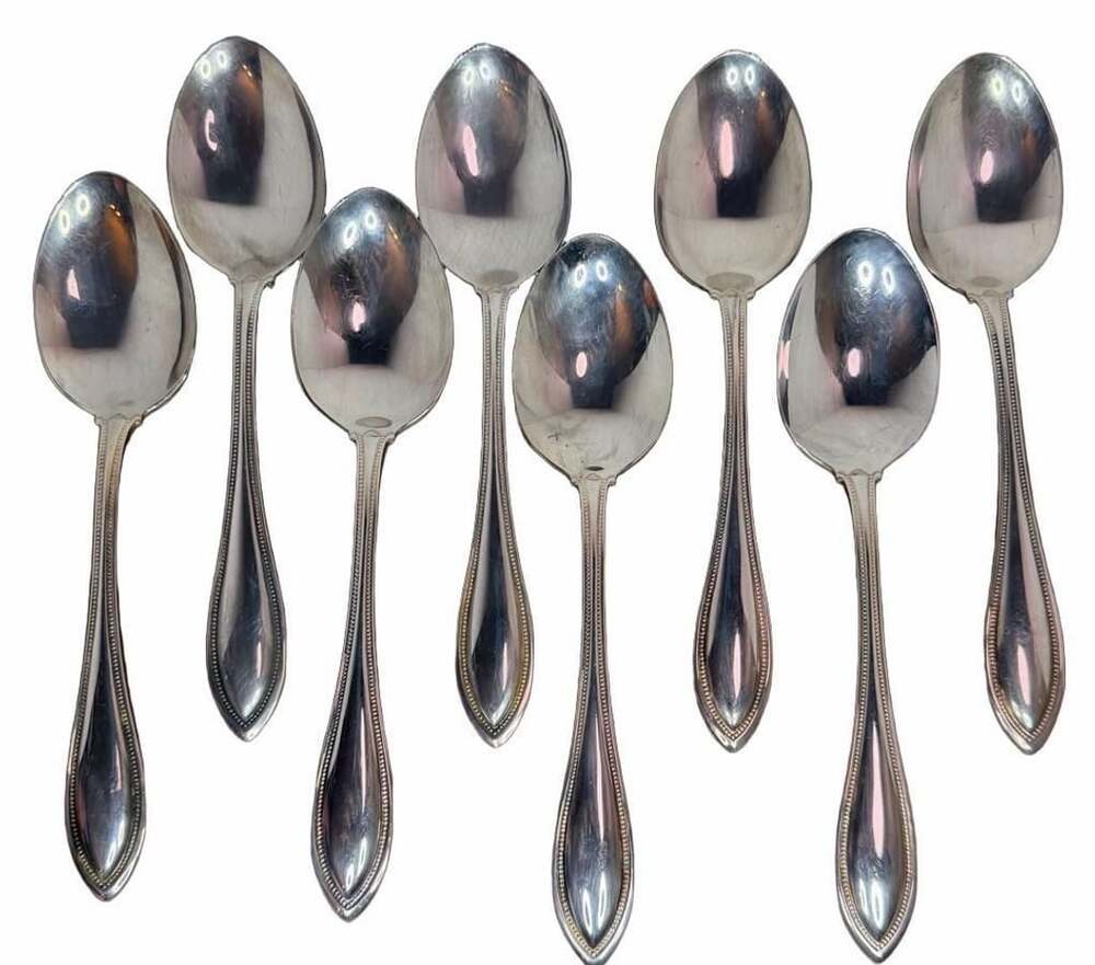 Set of 8 Oneida Stainless ARBOR / AMERICAN HARMONY Place Soup Spoons -